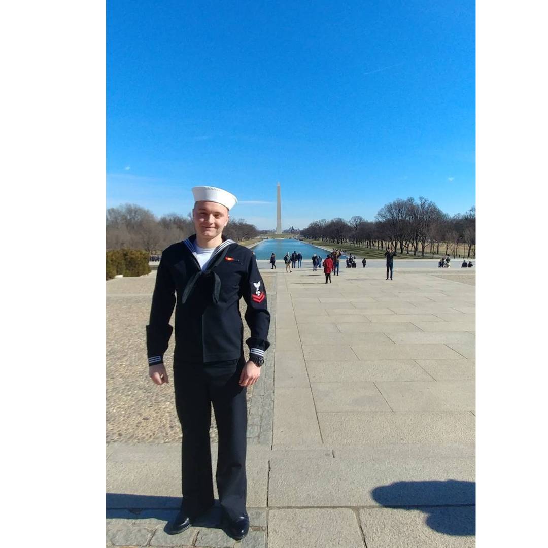Taylor Frazee standing in uniform in Washington DC